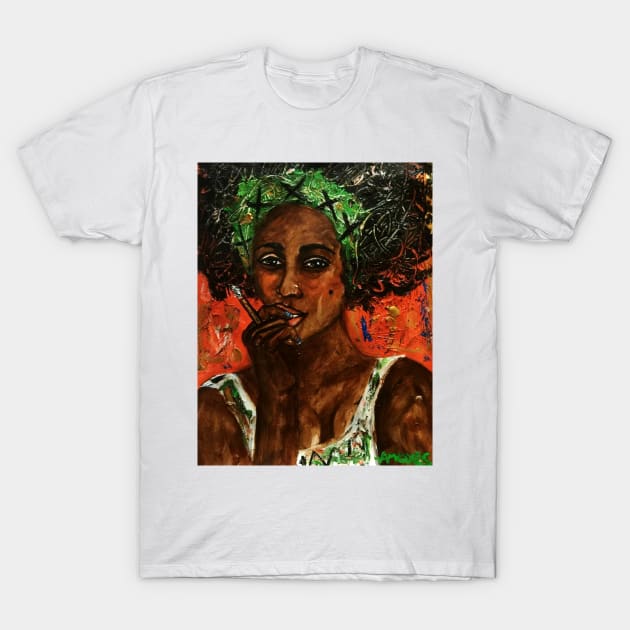Smoking lady 26 T-Shirt by amoxes